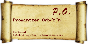Promintzer Orbán névjegykártya